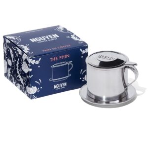 nguyen coffee supply - original phin filter: stainless steel 12oz chamber 4.375 inch plate diameter, perfect cup of phin drip coffee in 7 minutes [12 oz]