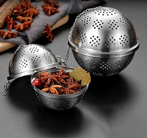 Spice Ball Extra Large For Cooking, Seasoning Ball, Spice Infuser, Tea Ball Filter, With Extended Chain Hook For Enhancing Soups, Stews, Cider, Wine, And Especially Brewing Large Quantities Of Tea