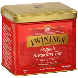 twinings english breakfast tea, loose leaf - traditional caffeinated black tea in a large tea tin, gifts for tea lovers, 7.05 oz