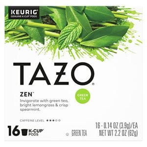 tazo tea k-cups, green tea, zen, calming tea, 16 pods