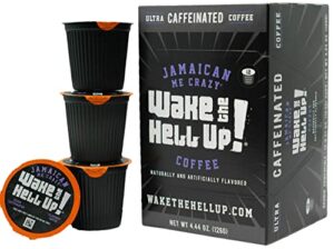 wake the hell up! jamaican me crazy® flavored single serve coffee pods of ultra-caffeinated coffee for k-cup compatible brewers | 12 count, 2.0 compatible