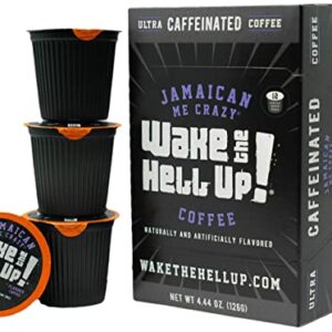 Wake The Hell Up! Jamaican Me Crazy® Flavored Single Serve Coffee Pods Of Ultra-Caffeinated Coffee For K-Cup Compatible Brewers | 12 Count, 2.0 Compatible