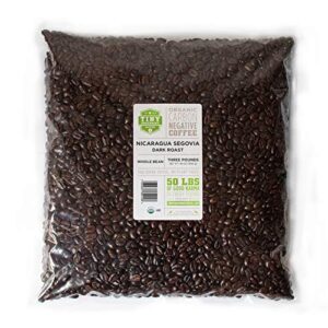 tiny footprint coffee - fair trade organic nicaragua segovia dark roast | whole bean coffee | usda organic | fair trade certified | carbon negative | 3 pound