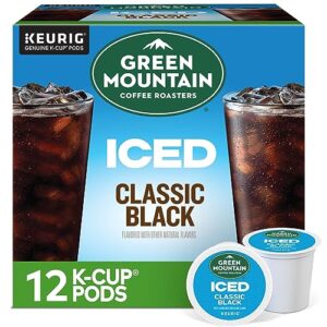 green mountain coffee roasters iced classic black, single serve keurig k-cup pods, medium roast iced coffee, 72 count (6 packs of 12)