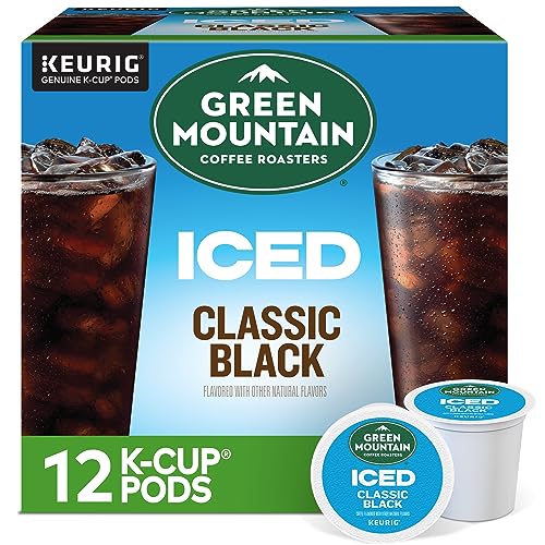 Green Mountain Coffee Roasters ICED Classic Black, Single Serve Keurig K-Cup Pods, Medium Roast Iced Coffee, 72 Count (6 Packs of 12)