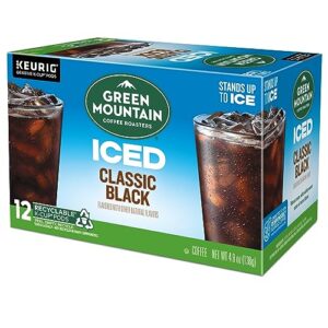 Green Mountain Coffee Roasters ICED Classic Black, Single Serve Keurig K-Cup Pods, Medium Roast Iced Coffee, 72 Count (6 Packs of 12)