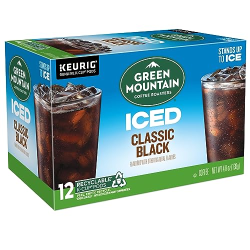 Green Mountain Coffee Roasters ICED Classic Black, Single Serve Keurig K-Cup Pods, Medium Roast Iced Coffee, 72 Count (6 Packs of 12)