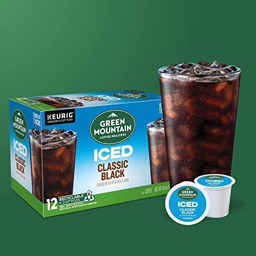 Green Mountain Coffee Roasters ICED Classic Black, Single Serve Keurig K-Cup Pods, Medium Roast Iced Coffee, 72 Count (6 Packs of 12)