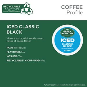 Green Mountain Coffee Roasters ICED Classic Black, Single Serve Keurig K-Cup Pods, Medium Roast Iced Coffee, 72 Count (6 Packs of 12)