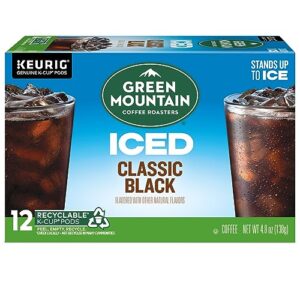 Green Mountain Coffee Roasters ICED Classic Black, Single Serve Keurig K-Cup Pods, Medium Roast Iced Coffee, 72 Count (6 Packs of 12)