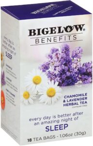 bigelow benefits sleep chamomile & lavender herbal tea 18 tea bags (pack of 2)