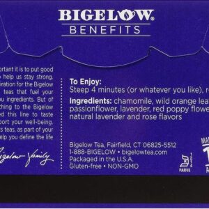Bigelow Benefits Sleep Chamomile & Lavender Herbal Tea 18 Tea Bags (Pack of 2)