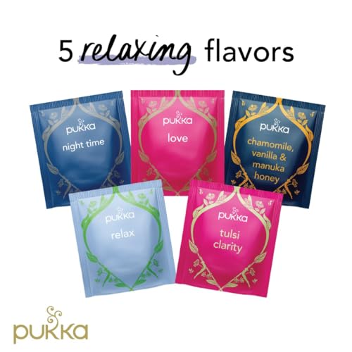 Pukka Tea Gift Box, Herbal Health Wellness Tea, Relax Selection Organic Tea, 45 Tea Bags, 5 Flavors