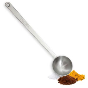 tablecraft 2 tablespoon coffee scoop, stainless steel, 9 inch long handle measuring spoon, 30ml two tbsp capacity, restaurant, cafe or home use