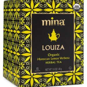 Mina Louiza, Organic Moroccan Lemon Verbena Herbal Tea, 15 Biodegradable Sachets