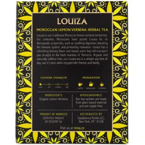 Mina Louiza, Organic Moroccan Lemon Verbena Herbal Tea, 15 Biodegradable Sachets