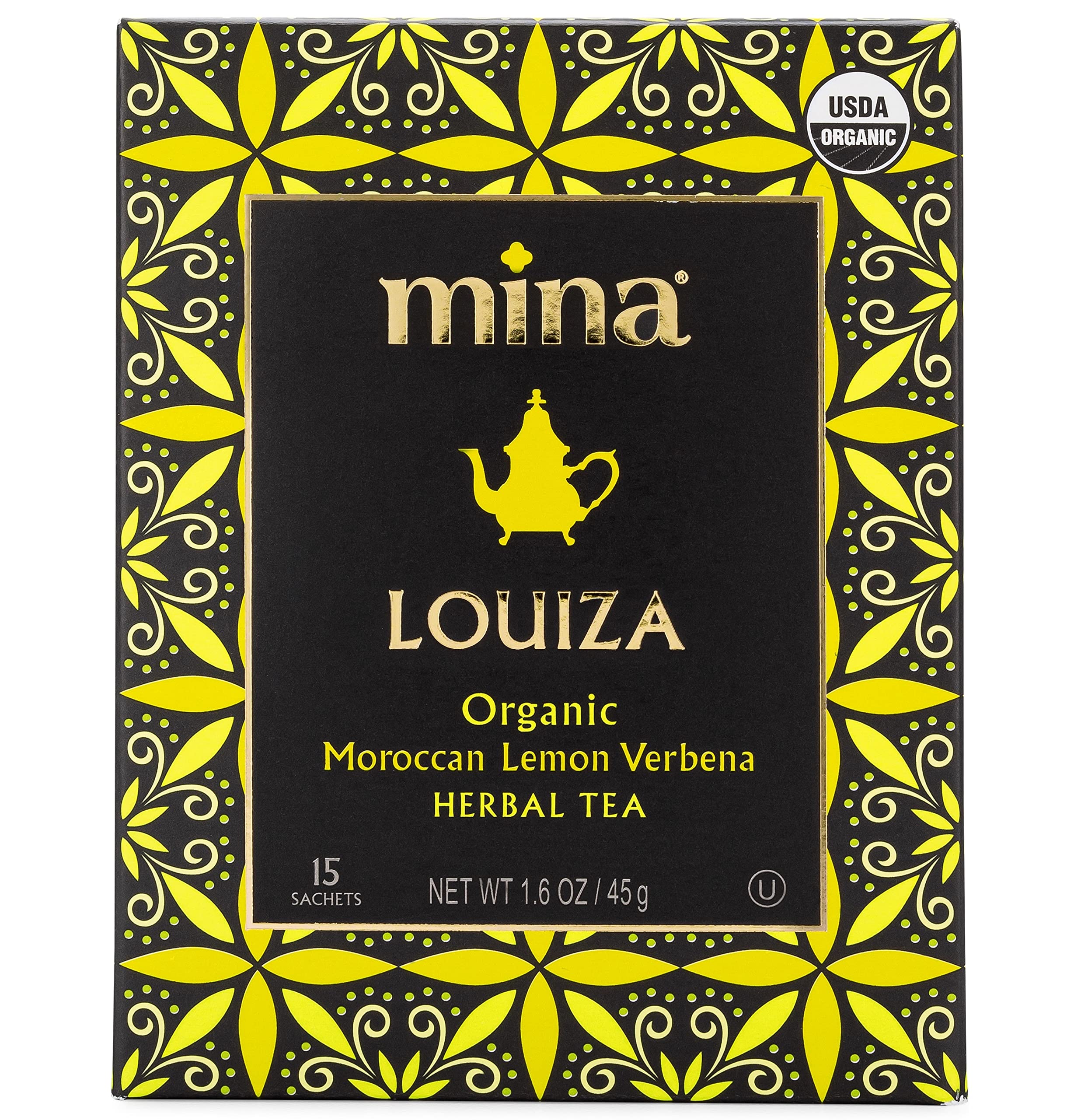 Mina Louiza, Organic Moroccan Lemon Verbena Herbal Tea, 15 Biodegradable Sachets