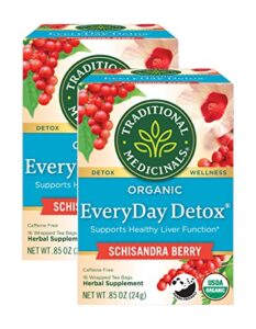 traditional medicinals organic everyday detox schisandra berry detox tea, 16 tea bags (pack of 2)
