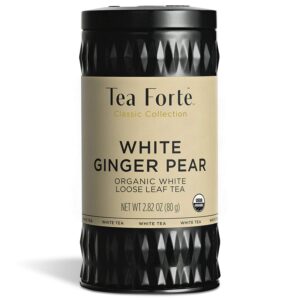 tea forté organic white tea white ginger pear, 2.82 ounce loose leaf tea canister
