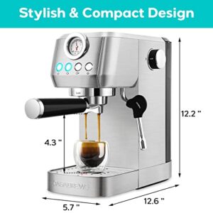 CASABREWS Compact Espresso Machine 20 Bar With Milk Frother Steam Wand, Professional Cappuccino Machine With 49 oz Removable Water Tank for Lattes, Macchiatos, Gift for Dad Mom Wife