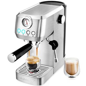 casabrews compact espresso machine 20 bar with milk frother steam wand, professional cappuccino machine with 49 oz removable water tank for lattes, macchiatos, gift for dad mom wife