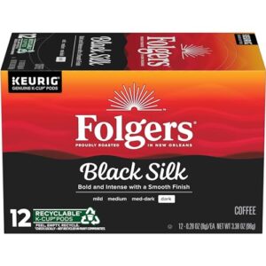 folgers black silk dark roast coffee, 12 keurig k-cup pods