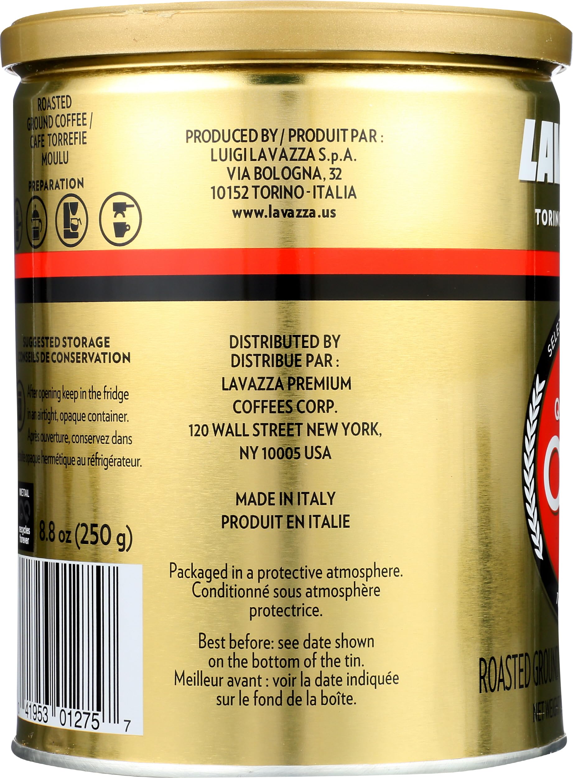 Lavazza Qualita Oro Ground Coffee, 8.8 Ounce (Pack of 1) - Packaging May Vary