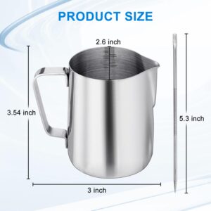 Milk Frothing Pitcher, ENLOY 12 oz Stainless Steel Creamer Frothing Pitcher, Perfect for Espresso Machines, Milk Frothers, Latte Art (350 ml)