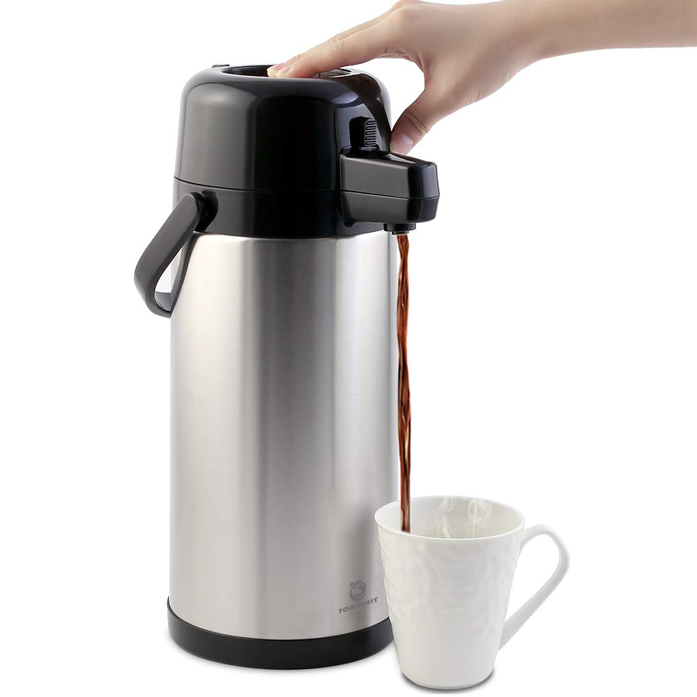 Airpot Coffee Carafe - TOMAKEIT 3L(102 Oz) Airpot Beverage Dispenser Insulated Stainless Steel Large Coffee Thermal - Pump Action Airpot for Hot/Cold Water