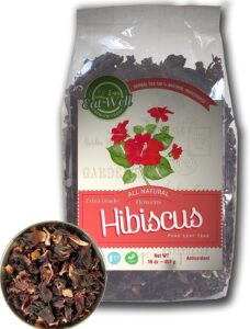 eat well whole hibiscus flowers 16 oz packet, dried hibiscus flower for hibiscus tea bulk hibiscus sabdariffa, natural edible culinary roselle flowers, gourmet herbal tea ingredient for loose leaf tea…