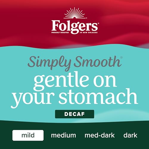 Folgers Simply Smooth Decaf Mild Roast Ground Coffee, 23 Ounces (Pack of 6)