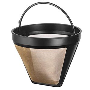 nrp taller #4 gold-tone permanent coffee filter compatible for krups savoy, braun, delonghi 12 cup coffeemaker & more
