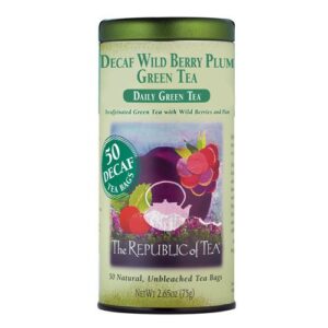 The Republic of Tea - Decaf Wild Berry Plum Green Tea, 50 Tea Bags, Tin | Fruit Tea | Decaffeinated