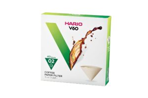 hario v60 paper coffee filters, size 02, natural, 40ct boxed