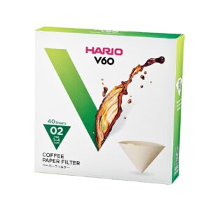 Hario V60 Paper Coffee Filters, Size 02, Natural, 40ct Boxed