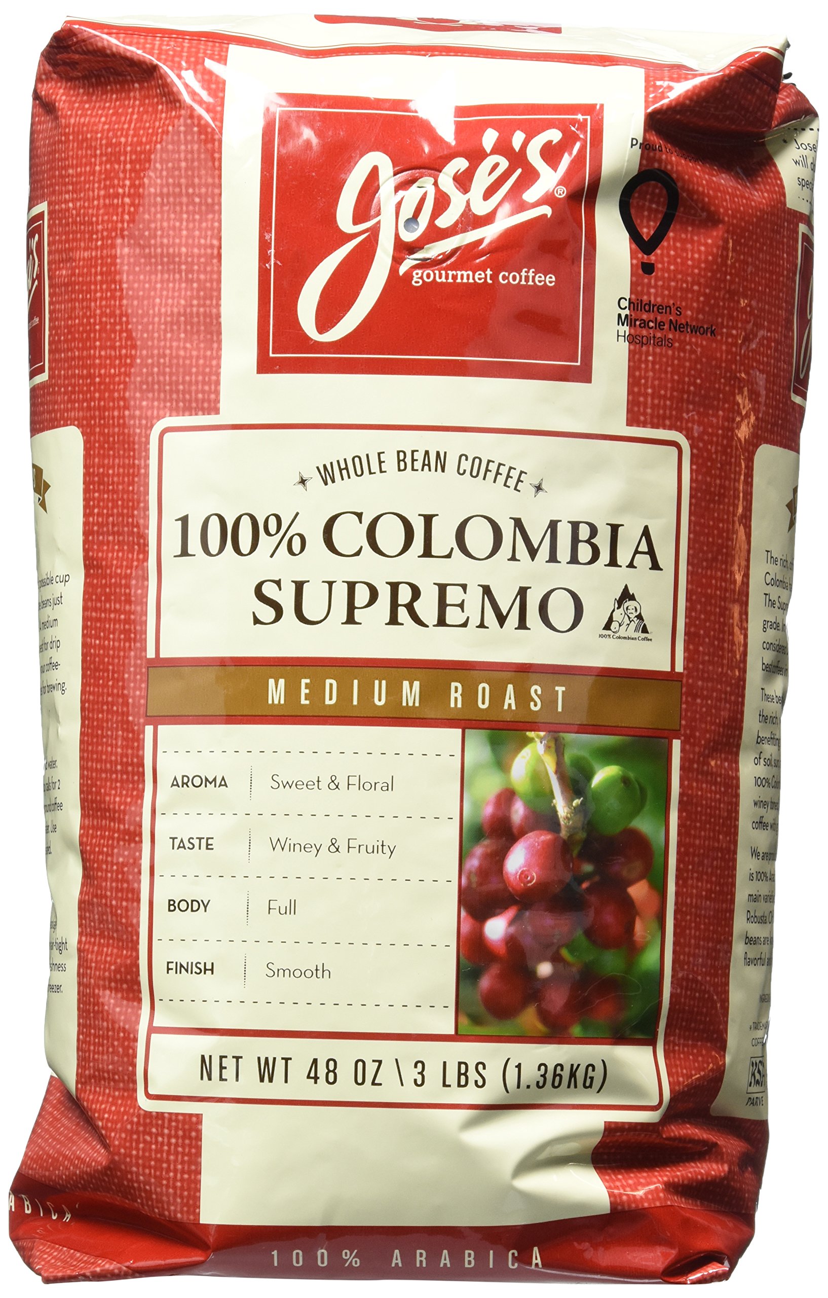 Jose's Whole Bean Coffee Columbia Supremo 3 Lbs