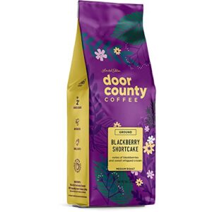 door county coffee - spring & summer seasonal blend - blackberry shortcake, blackberry shortcake flavored ground coffee - medium roast, 8 oz bag