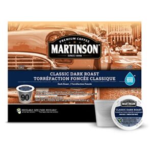 martinson classic dark roast coffee, keurig k-cup brewer compatible pods, 90 count (pack of 1)