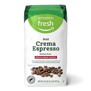 amazon fresh bold crema espresso, whole bean, medium roast, 2.2 lb