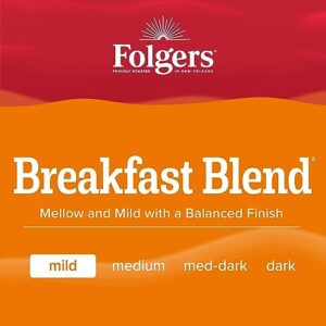 Folgers Breakfast Blend Mild Roast Ground Coffee, 22.6 Ounces (Pack of 6)