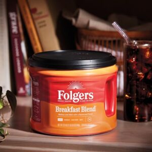 Folgers Breakfast Blend Mild Roast Ground Coffee, 22.6 Ounces (Pack of 6)
