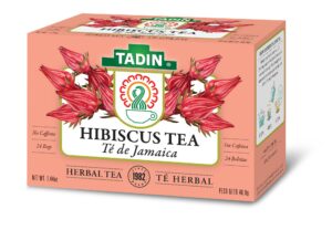 tadin hibiscus herbal tea, caffeine free, 24 tea bags per box, pack of 6 boxes total