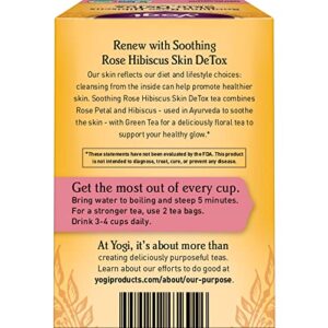 Yogi Tea Soothing Rose Hibiscus Skin DeTox Tea - 16 Tea Bags per Pack (4 Packs) - Organic DeTox Tea to Support Skin Health - Includes Green Tea Leaf, Rose Petal, Honeybush Leaf, Hibiscus & More