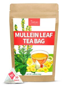 teelux mullein leaf tea bags, 3g/bag, natural mullein leaves, caffeine free, pure mullein herbal tea, 30 tea bags