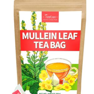 TeeLux Mullein Leaf Tea Bags, 3g/Bag, Natural Mullein Leaves, Caffeine Free, Pure Mullein Herbal Tea, 30 Tea Bags