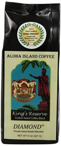 aloha island coffee diamond organic 100% pure kona coffee, 8 oz ground, 8-ounces