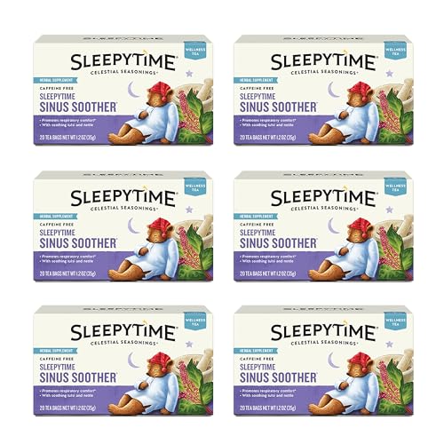 Celestial Seasonings Sleepytime Wellness Sinus Soother Tea, Caffeine Free, 20 Tea Bags Box, (Pack of 6)