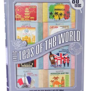 Exotic Teas of The World Gift Set, 80 Tea Bags, 8 Different Flavors