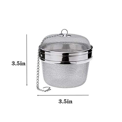 Stainless Steel 3 Inch Twist-Lock Spice Ball With Chain Sphere Mesh Tea Strainer Herb Spice Filter，2 pack