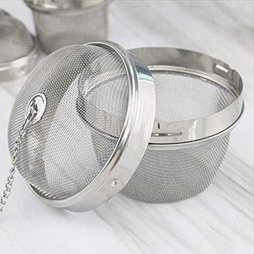 Stainless Steel 3 Inch Twist-Lock Spice Ball With Chain Sphere Mesh Tea Strainer Herb Spice Filter，2 pack